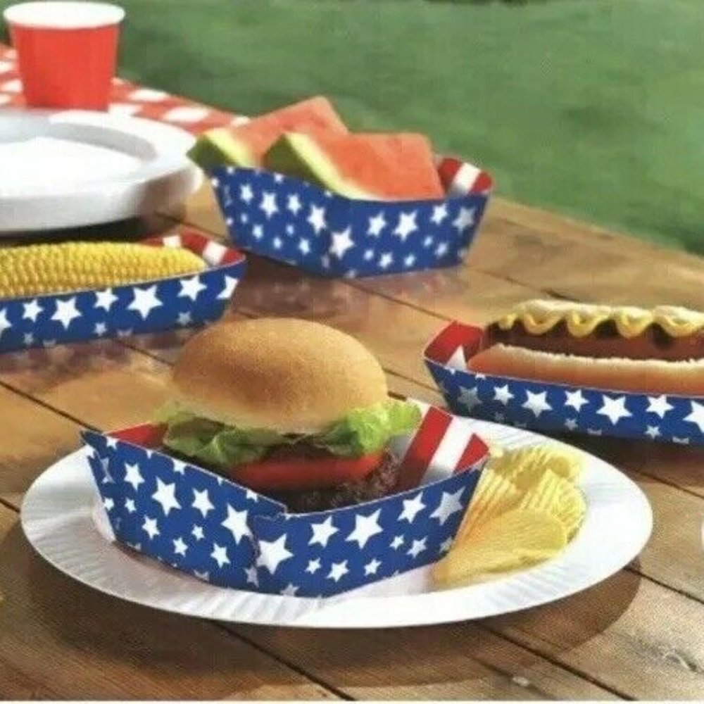 4th of July AMERICAN PRIDE PAPER FOOD TRAYS (50pc)